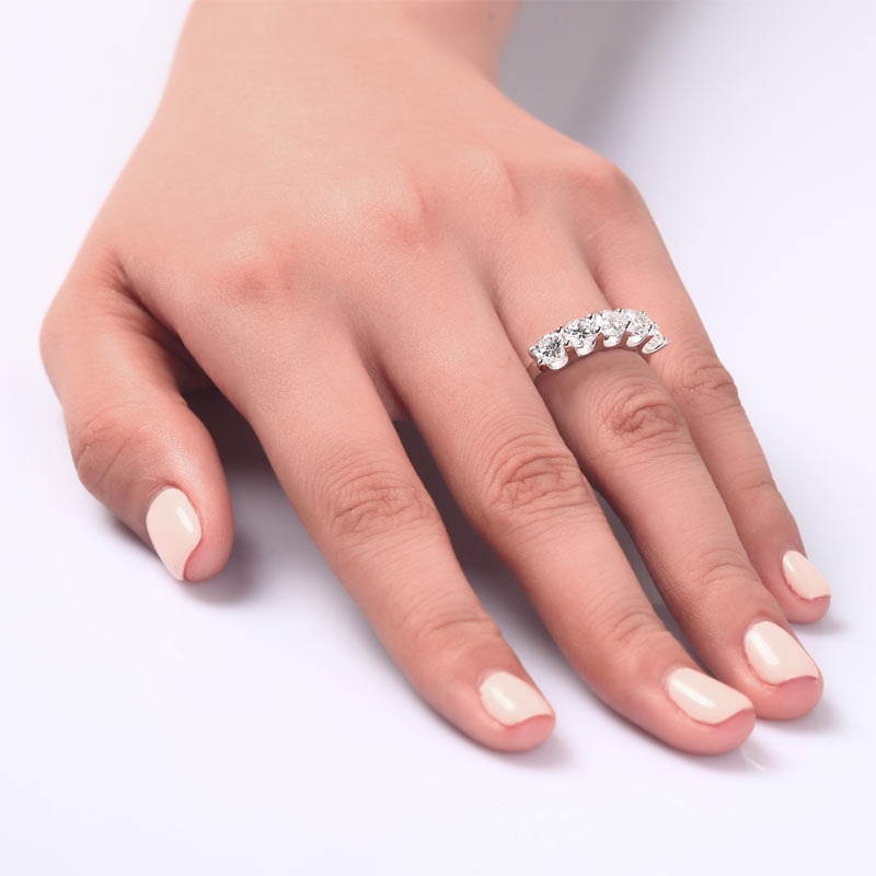 1.25 Carat Five Stone Simulated Diamond Solid Sterling 925 Silver Bridal Ring Xfr8039