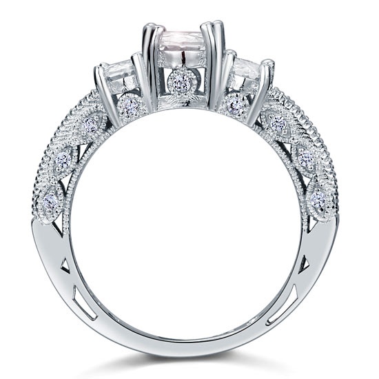 Vintage Style 2 Carat Simulated Diamond Solid 925 Sterling Silver Wedding Engagement Ring Xfr8093