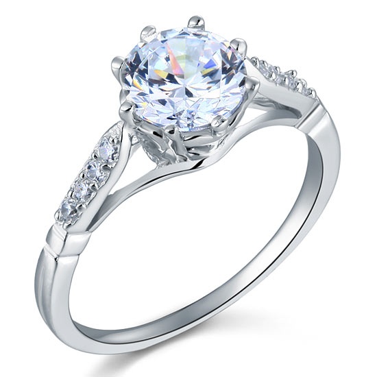 2 Carat Round Cut Ring Solid 925 Sterling Silver Wedding Anniversary Engagement Xfr8098