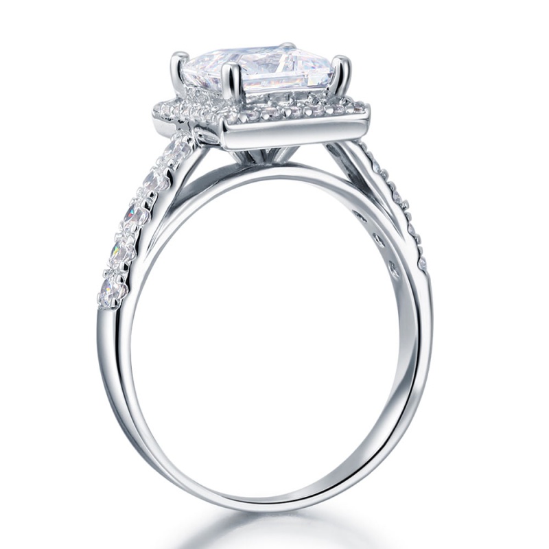 Solid Sterling Silver Engagement Ring 1.5 Carat Anniversary Wedding Jewelry