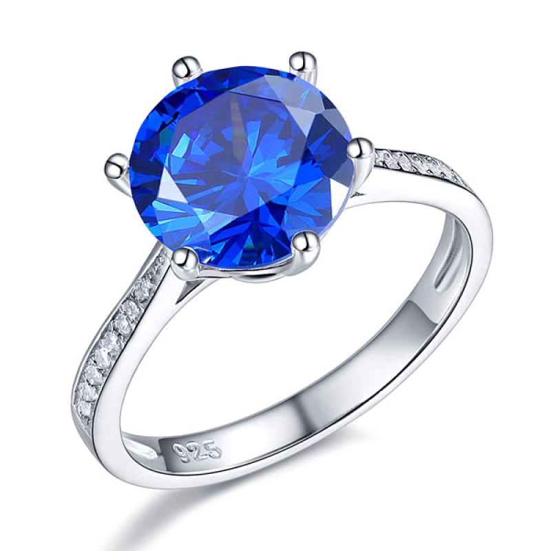 925 Sterling Silver Wedding Engagement Ring 3 Carat Blue Simulated Diamond Jewelry Xfr8211