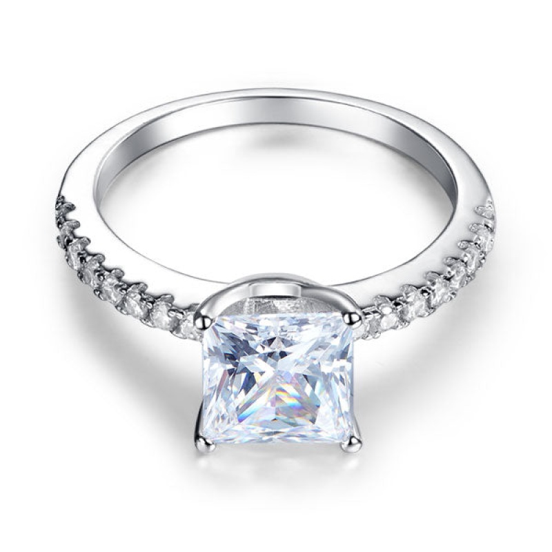 1.5 Ct Princess Cut Simulated Diamond 925 Sterling Silver Wedding Ring Engagement Promise Anniversary Xfr8247