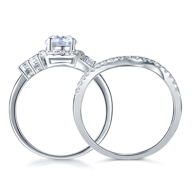 Solid 925 Sterling Silver Wedding Engagement Ring Set Anniversary Art Deco 1 Ct Xfr8269