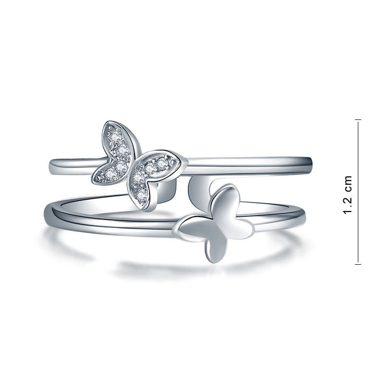 Solid 925 Sterling Silver Ring Band Fashion Butterfly 2017 New Style For Girls Ladies Xfr8298
