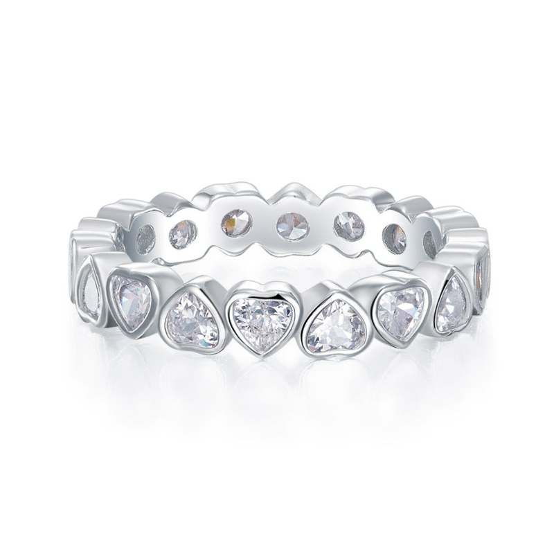 Eternity Wedding Band Heart Solid 925 Sterling Silver Stacking Ring Jewelry Xfr8321