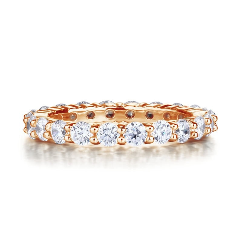 Solid 925 Sterling Silver Wedding Band Eternity Stacking Ring Rose Gold Plated Xfr8332