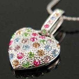 Heart Multi-Colour Necklace Use Swarovski Crystal
