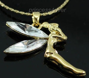 Gold Fairy Pendant Necklace Use Swarovski Crystal