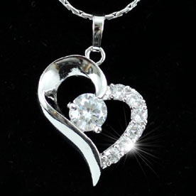 Created Heart Bridesmaid / Fashion Pendant W/ Necklace