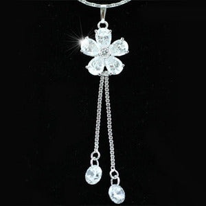 4 Carat Created Diamond Flower Pendant Necklace