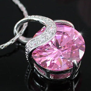 5 Carat Round Cut Created Sapphire Pendant Necklace