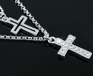 Double Cross Necklace Use Austrian Crystal