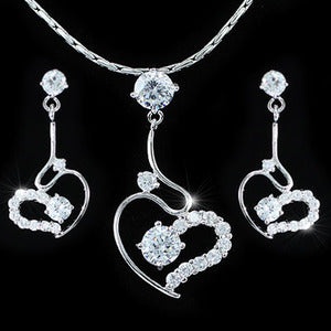 4 Carat Created Diamond Heart Necklace Earrings Set