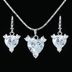 Carat Created Diamond Heart Necklace Earrings Set
