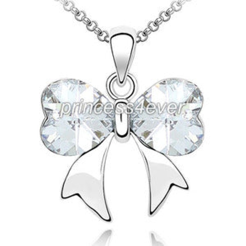 6 Carat Stone Ribbon Heart Necklace Use Swarovski Crystal