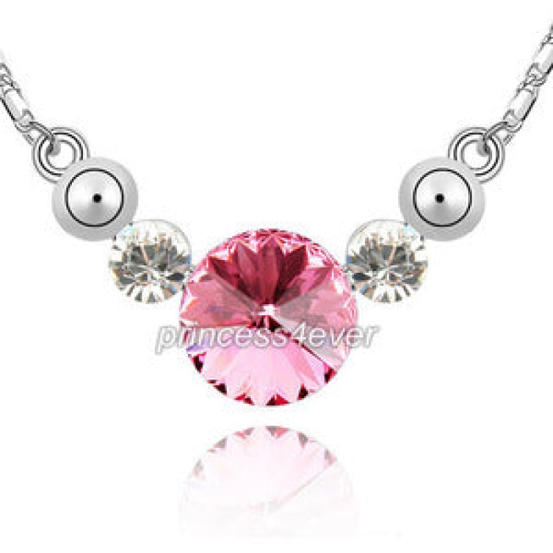 7 Carat Pink Stone Necklace Use Austrian Crystal