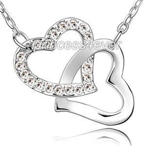 Double Heart Necklace Use Austrian Crystal