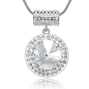 7 Carat Silver Clear Pendant Necklace Use Austrian Crystal