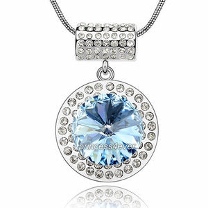 7 Carat Blue Pendant Necklace Use Austrian Crystal