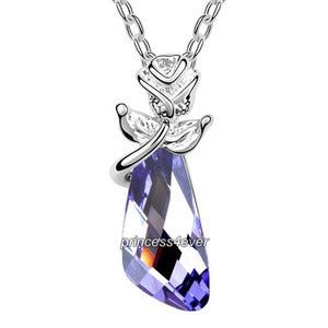 Purple Crystal Flower Pandent Necklace Use Swarovski Crystal