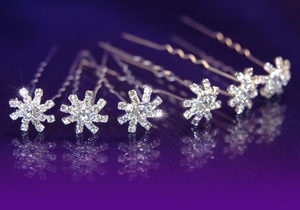 6 X Bridal Wedding Flower Rhinestone Hair Pins