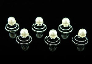 6 Bridal Prom Faux Pearls Hair Twists