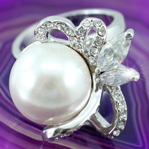 Shell Pearl Ring Use Swarovski Crystal