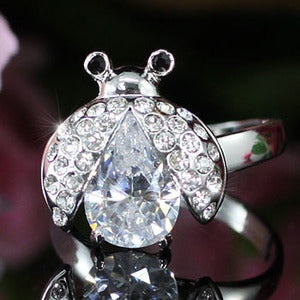 2 Carat Ladybug Ring Use Austrian Crystal Free Size