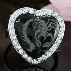 Black Heart Scorpion Ring Use Austrian Crystal