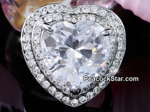 7 Carat Heart Created Stone Ring Use Austrian Crystal