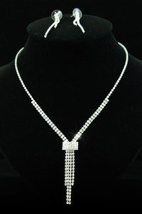 Bridal Crystal Rhinestone Necklace Earrings Set