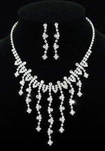 Bridal Crystal Rhinestone Necklace Earrings Set