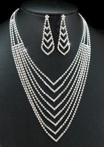 Queen Sparkling Rhinestone Necklace Earrings Set