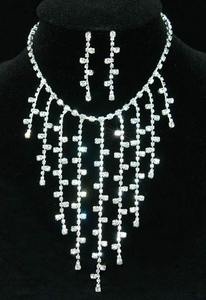 Bridal Queen Crystal Necklace Earrings Set