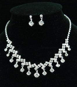 Bridal Crystal Necklace Earrings Set