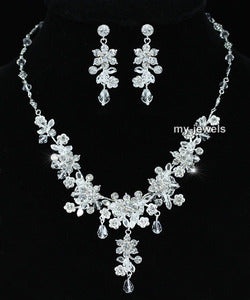 Bridal Handmade Crystal Necklace Earrings Set