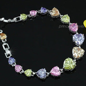 Carat Sparkling Multi-Colour Heart Created Topaz Bracelet