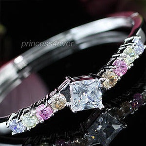 4 Carats Created Multi-Color Topaz Diamond Bangle