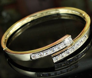 6 Carat Created Diamond Gold Plated Bangle