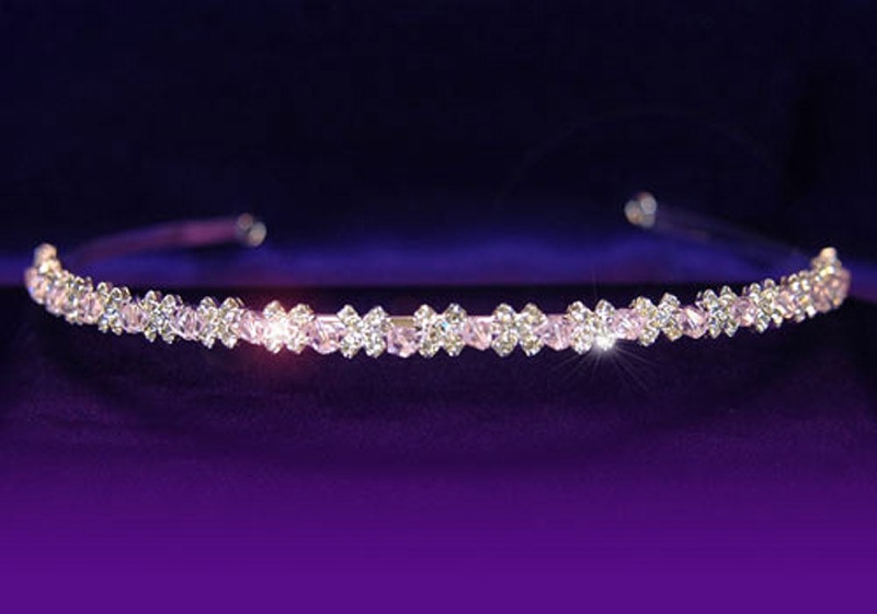 Bridal Wedding Pink Crystal Headband Tiara