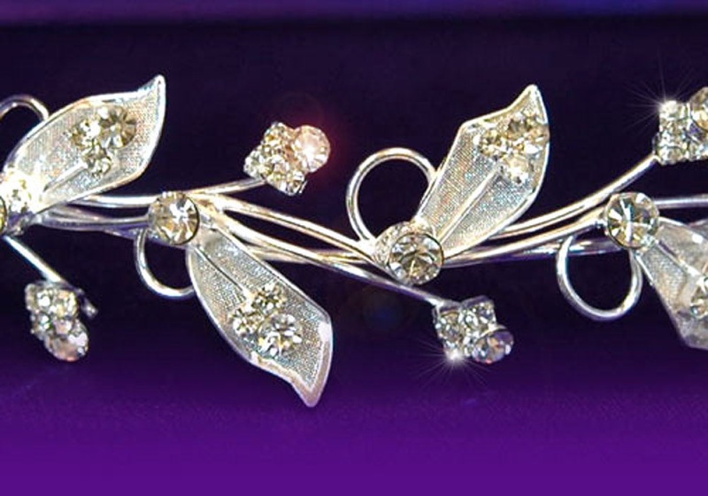 Bridal Wedding Leaf Leaves Crystal Headband Tiara