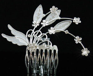 Bridal Wedding Flower Crystal Side / Back Hair Comb