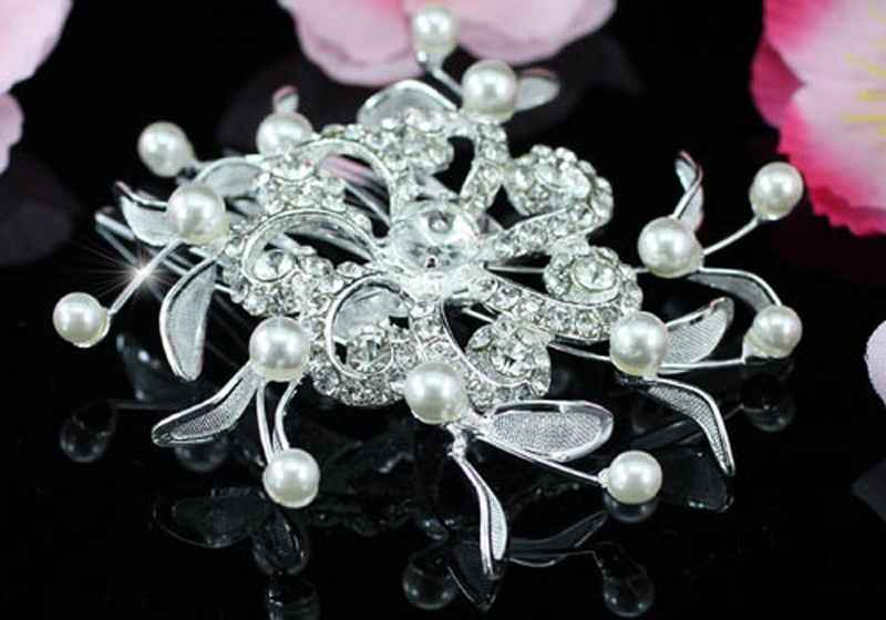 Wedding Flower Crystal Pearl Hair Comb