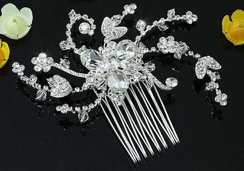 Bridal Flower Sparkling Crystal Hair Comb
