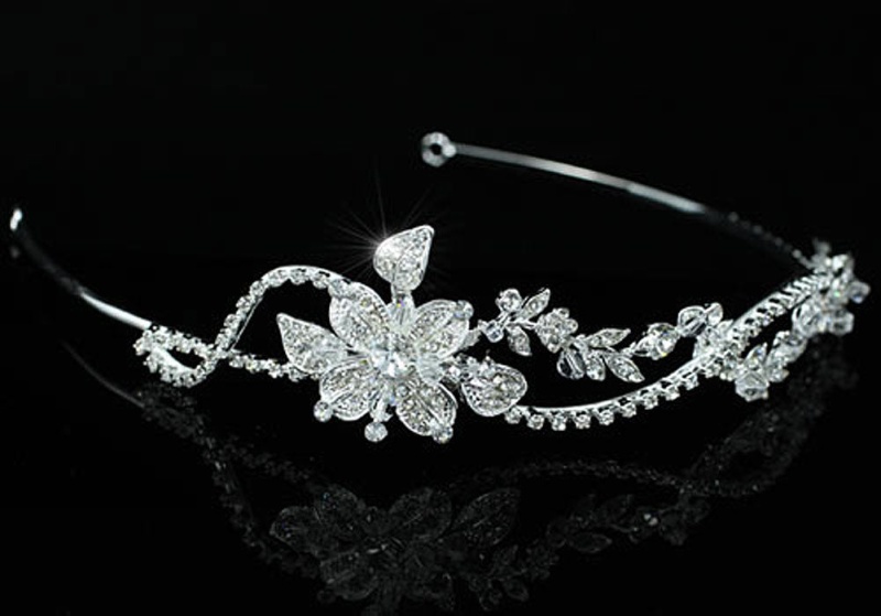 Bridal Wedding High Quality Flower Silver Plated Tiara