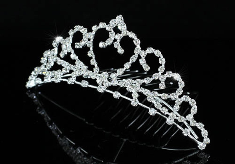 Bridal Wedding Heart Sparkling Crystal Flower Girl Mini Tiara Comb