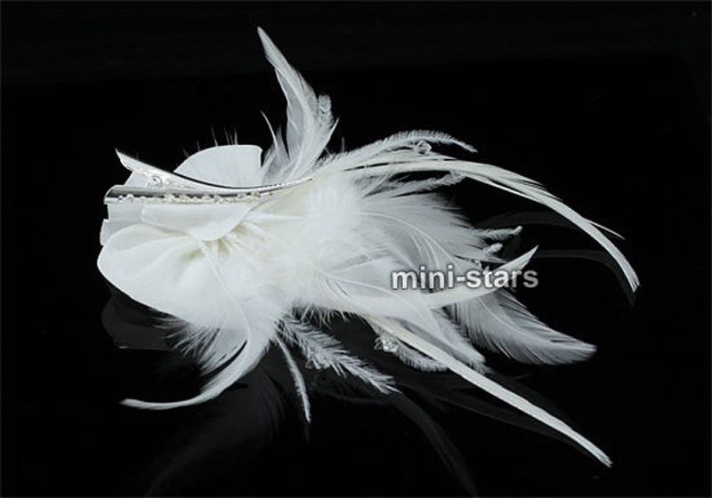 Bridal Wedding Fascinator Ivory Fabric Feather Handmade Hair Flower
