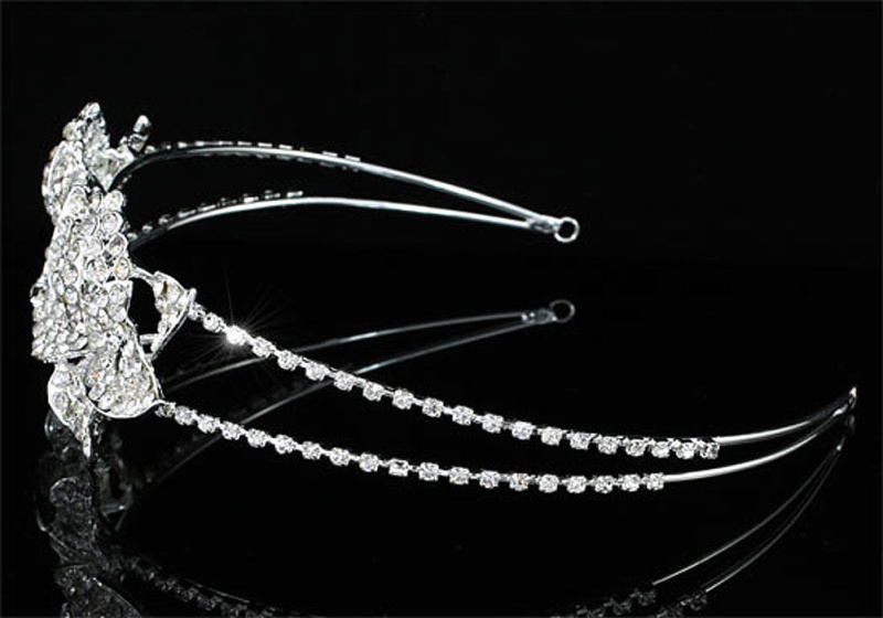 Bridal Wedding Side Headpiece Flower Silver Plated Tiara