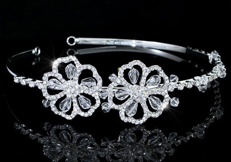 Bridal Wedding Side Headpiece Flower Silver Plated Tiara