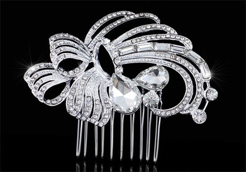 Bridal Wedding Art Deco Vintage Style Crystal Hair Comb